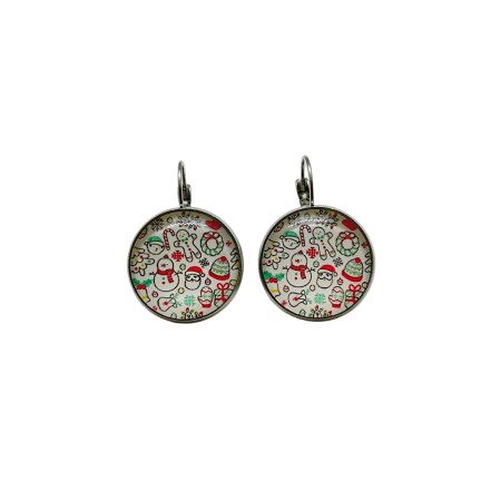 earrings silver steel christmas pattern1